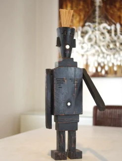 + Dekofigur aus Holz Pinselkopf 40 cm Schwarz