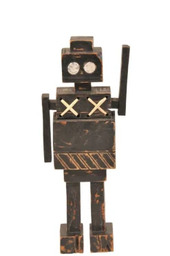 + Dekofigur Roboter aus Holz 35 cm Schwarz