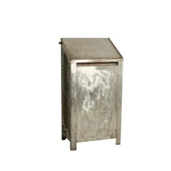 + Ludow - Vintage Setzkasten Schrank silber