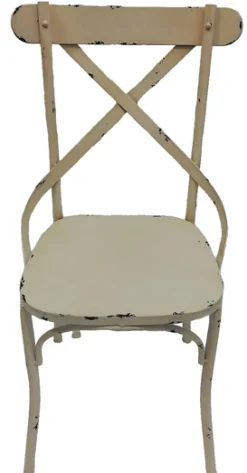 + Metallstuhl mit Patina Antikweiß