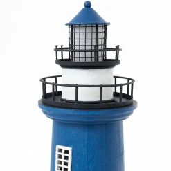 Batela Leuchtturm LED Metall blau-weiß, Höhe 44 cm