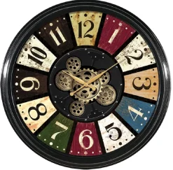 Cadr Aven Uhr Horlodge Ø 58 cm rot/natur