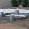Chic Antique Adventskranz für Teelichter - zink / silber used look