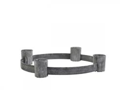 Chic Antique Adventskranz für Teelichter - zink / silber used look