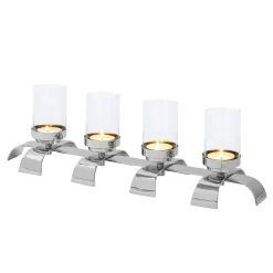 Fink Aaron vernickelter Teelichtleuchter inkl. 4 Glaszylinder