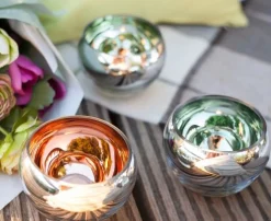 Fink COLORE Teelichthalter aus Glas champagner