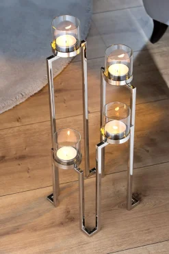 Fink GRANT moderner Bodenteelichthalter - silber