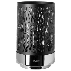 Fink Marian schwarzes Windlicht mit wellenförmigen Cut-Outs Ø 16 cm, Höhe 26 cm