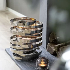 Fink Mirage Ring Windlicht mit Glas - gehämmertes Design
