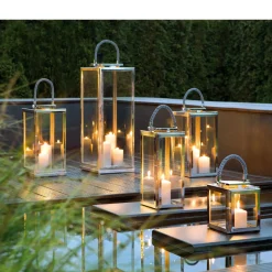 Fink Sevilla moderne Laterne mit Griff 23 cm Silber