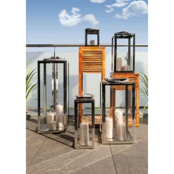 Fink Sevilla moderne Laterne mit Griff 23 cm Silber