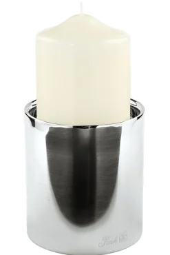 Fink SOBRIO Stumpenkerzenhalter silber L - Höhe 11 cm