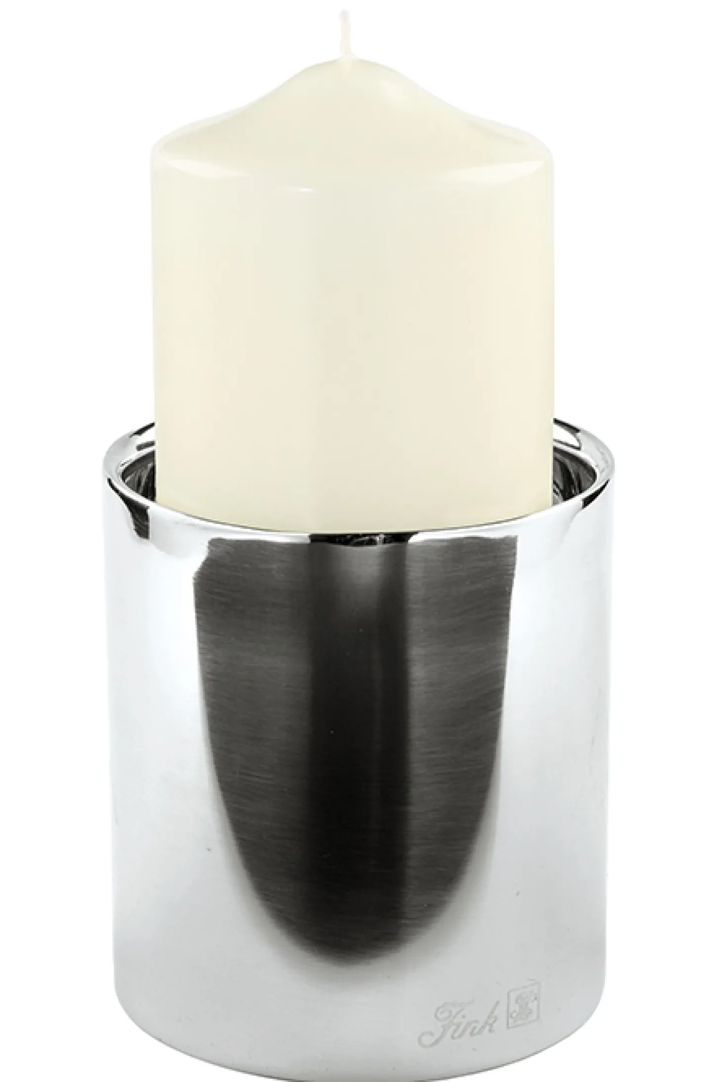 Fink SOBRIO Stumpenkerzenhalter silber L - Höhe 11 cm