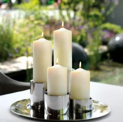 Fink SOBRIO Stumpenkerzenhalter silber L - Höhe 11 cm