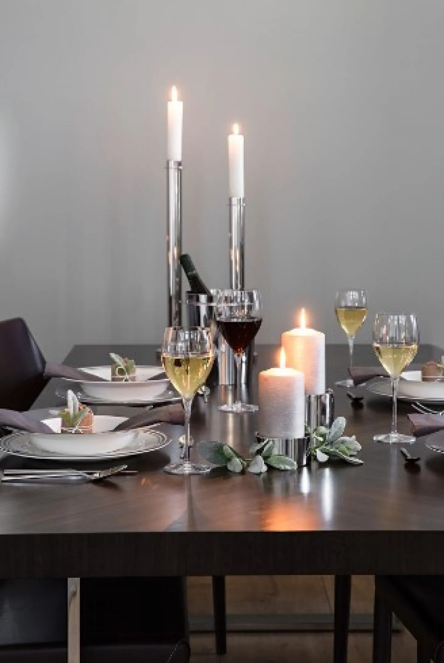 Fink SOBRIO Stumpenkerzenhalter silber L - Höhe 11 cm