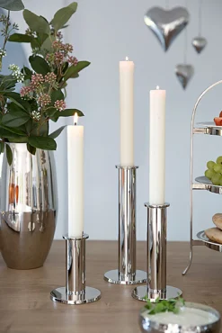 Fink STRATO silberner Kerzenhalter für Stabkerzen Höhe 12 cm