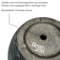 Fleur Ami Linea Betontopf mit geriffelter Oberfläche Ø 37 cm, Höhe 30 cm anthrazit