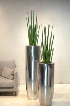 Fleur Ami Pandora elegante Bodenvase Ø 35 cm, Höhe 90 cm silver leaf