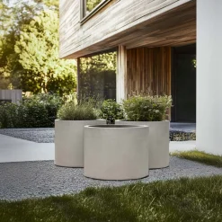 Fleur Ami Roccastone mattes Bodengefäß Classic aus Beton Ø 45 cm, Höhe 38 cm anthrazit