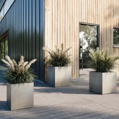 Fleur Ami Roccastone würfelförmiger Betonpflanzkübel 40 x 44 cm anthrazit