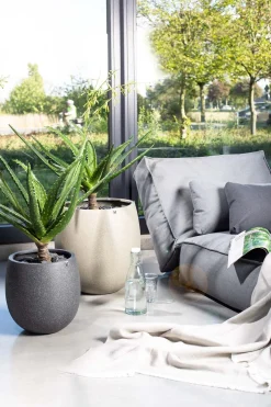 Fleur Ami Runder Pflanzenübertopf Cliff granit steingrau Ø 37 cm, Höhe 43,5 cm