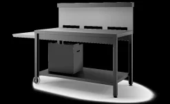 Forge Adour Fahrbarer Tisch mit 1 Seitentisch, schwarz/grau