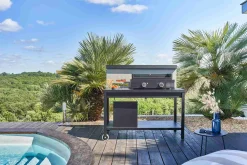 Forge Adour Plancha-Grill Modern Gas 60 Schwarz Rolltisch offen