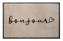 Gift Company Waschbare Fußmatte Bonjour - beige/schwarz