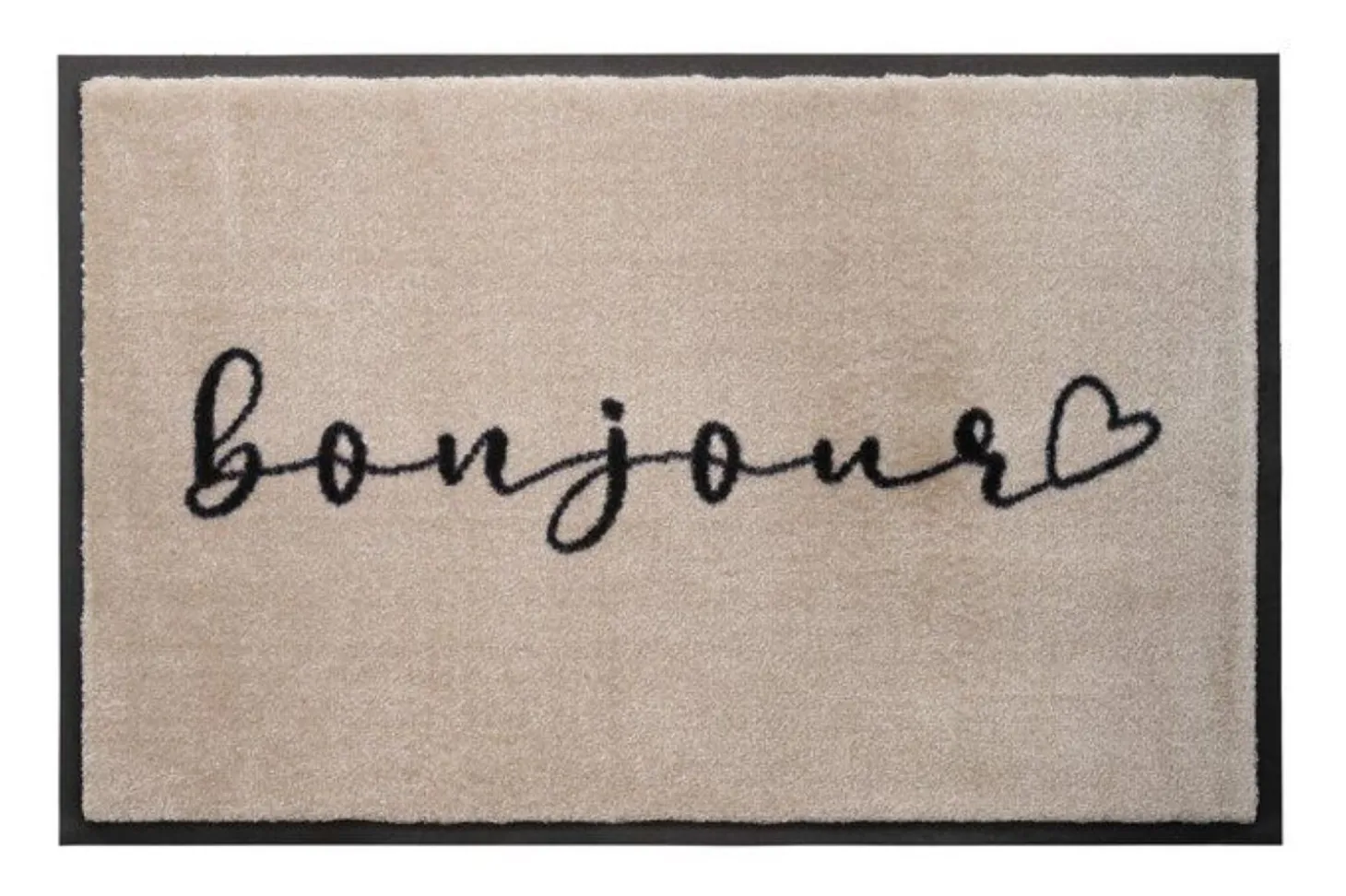 Gift Company Waschbare Fußmatte Bonjour - beige/schwarz