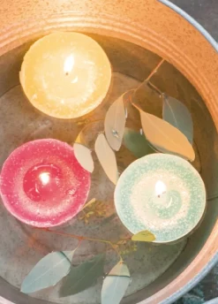 Grün Form Schwimmkerze Eucalyptus Ø 8 cm