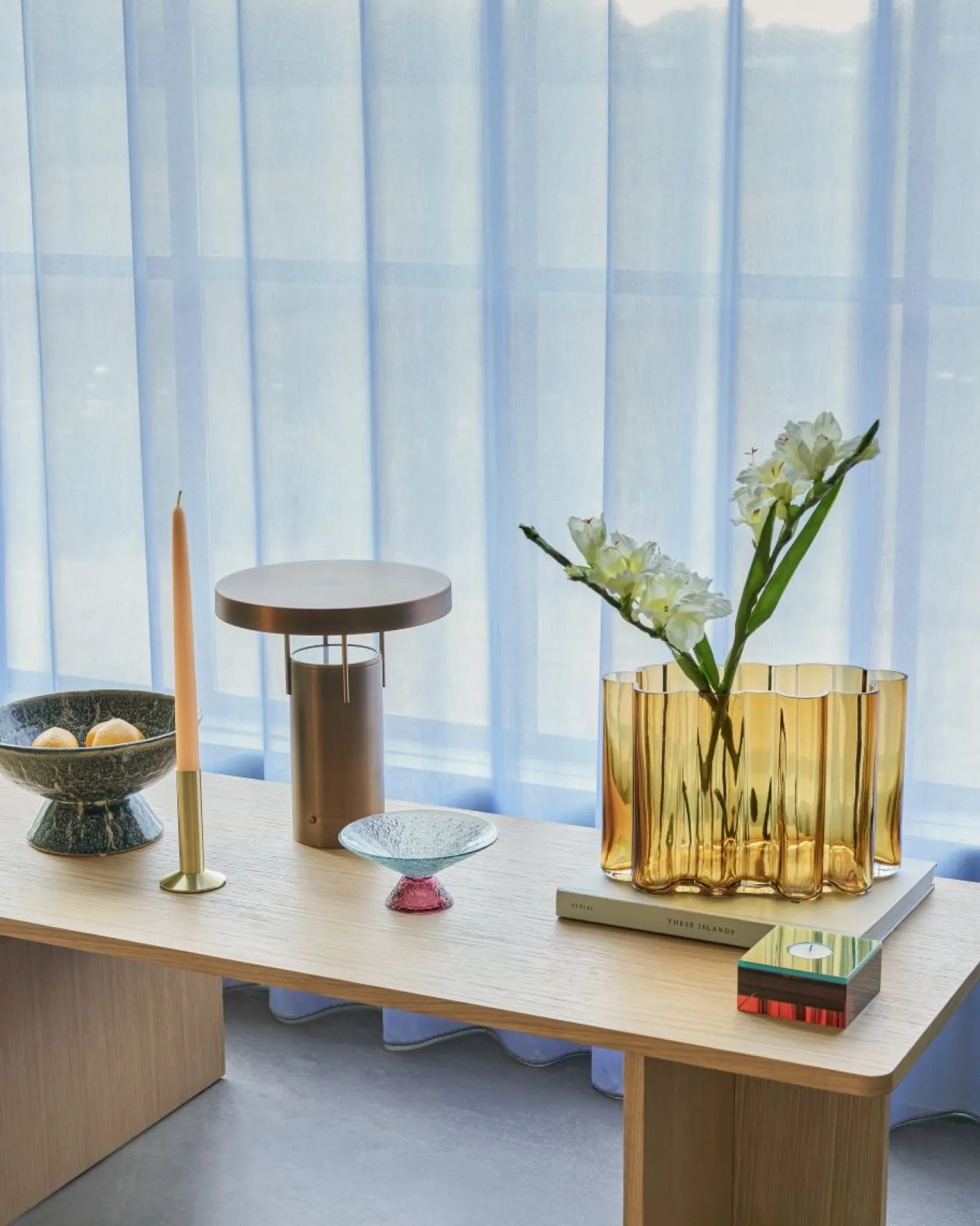 Hübsch Umber Vase schlankes Design Blau