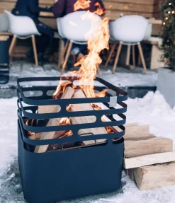 höfats Feuerkorb und Hocker CUBE in schwarz
