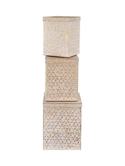 Hoff Blechdosen "Fès" weiß-gold T18 x B18 x H24