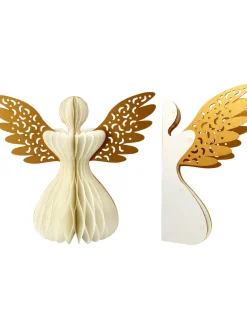 Hoff Dekoengel "Honeycomb" gold/weiß Ø25 x h40cm/Flügel 45 cm