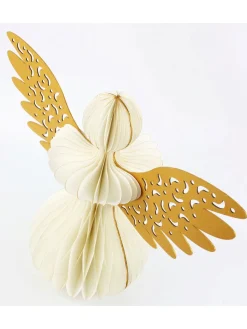 Hoff Dekoengel "Honeycomb" gold/weiß Ø25 x h40cm/Flügel 45 cm