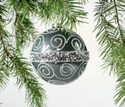 Hoff Glaskugel Ø 10 cm Grau Glitzer