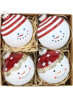 Hoff Glaskugel "Schneemann" 4er Set