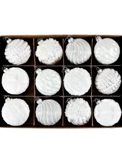 Hoff Glaskugel weiß - Ø8 cm, Spirale