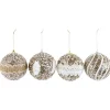 Hoff Weihnachtskugeln "Lace"4er Set gold/weiß 10 cm