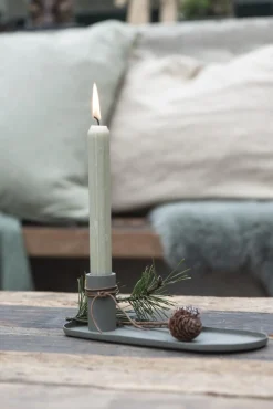 IB laursen Kerzenhalter für Stabkerze mit Tablett staubig grün