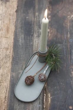 IB laursen Kerzenhalter für Stabkerze mit Tablett staubig grün