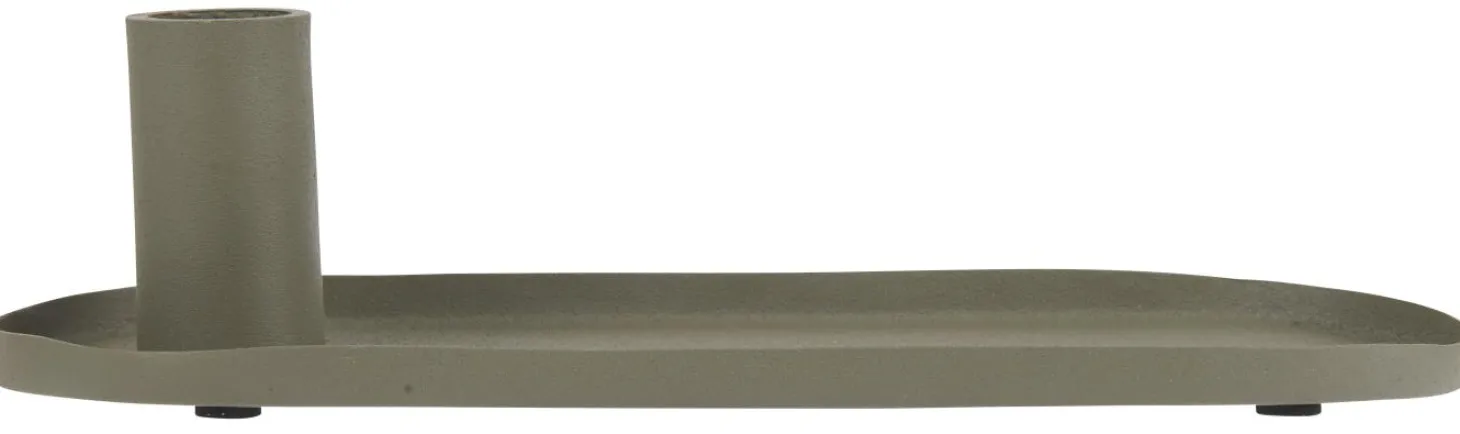 IB laursen Kerzenhalter für Stabkerze mit Tablett staubig grün