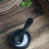 IB laursen Kleine Salzschale mit Löffel aus schwarzem Stein