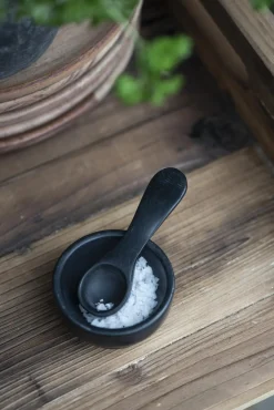 IB laursen Kleine Salzschale mit Löffel aus schwarzem Stein