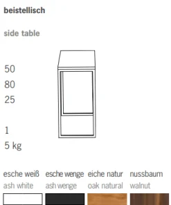 Jan Kurtz Beistelltisch Flat Rechteckig Hoch Schwarz/Nussbaum