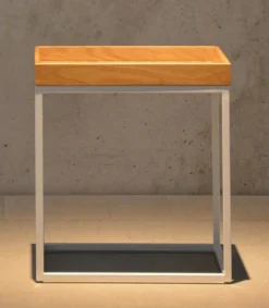 Jan Kurtz Beistelltisch Pino Quadratisch Gestell weiß Tablett Eiche Natur