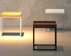 Jan Kurtz Beistelltisch Pino Quadratisch Gestell weiß Tablett Eiche Natur