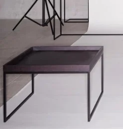 Jan Kurtz Beistelltisch Pizzo Quadratisch 60 cm Tablett Wenge / Gestell Schwarz