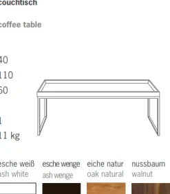 Jan Kurtz Couchtisch Pizzo Lang Tablett Weiß / Gestell Lunasilber