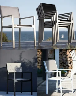 Jan Kurtz Outdoor Stapelsessel Cubic Gestell silber Bezug weiß